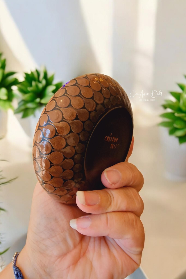 Bougeoir mandala en plâtre – Peint à la main orange et marron