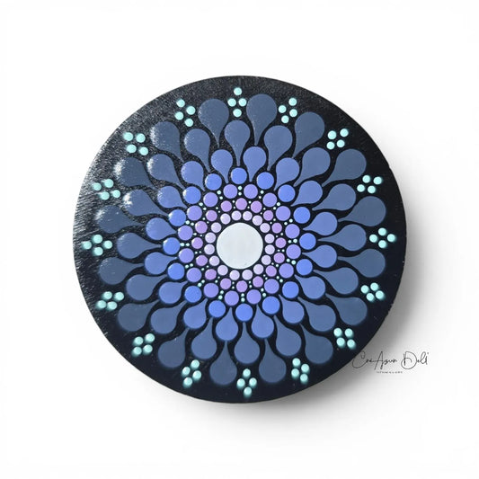 Miroir de poche en bois – Mandala dégradé mauve et violet