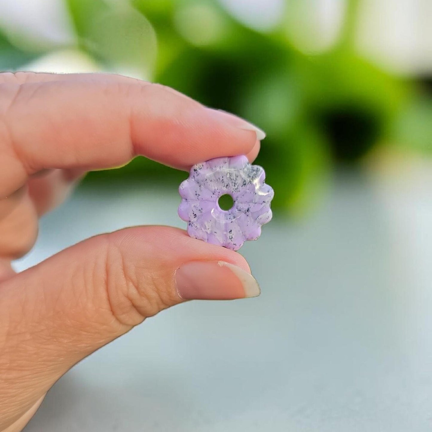 Pampilles mauves marbrées en pâte polymère - fait main