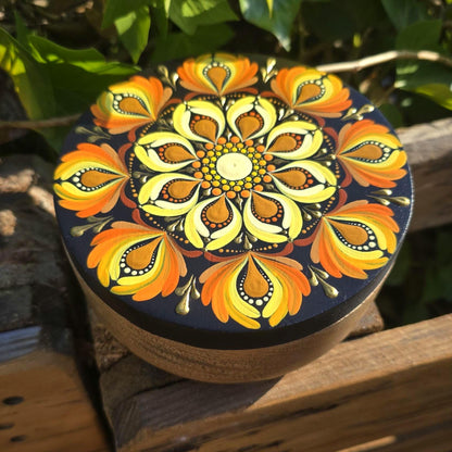 Boîte de rangement Mandala jaune/orange