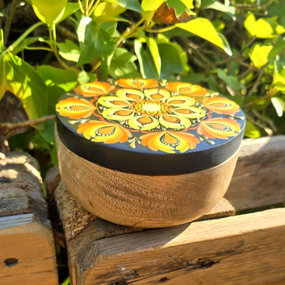 Boîte de rangement Mandala jaune/orange