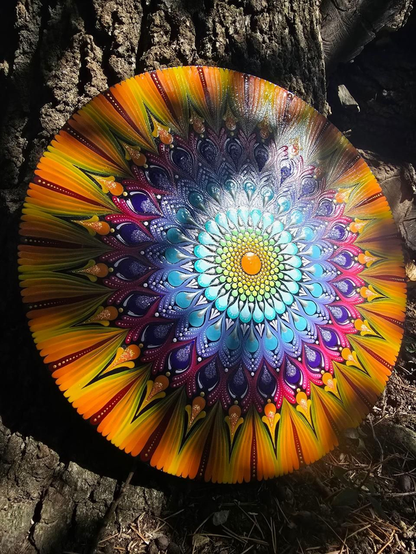 Tableau Mandala pointillisme coloré