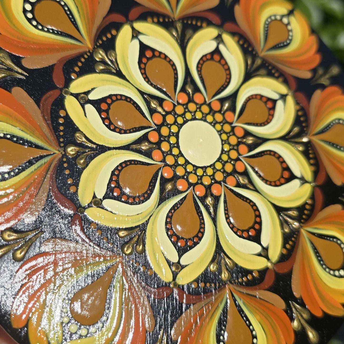 Boîte de rangement Mandala jaune/orange
