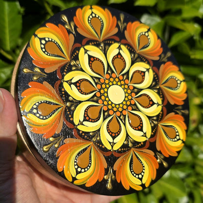 Boîte de rangement Mandala jaune/orange