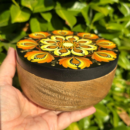 Boîte de rangement Mandala jaune/orange