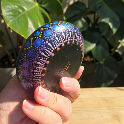 Bougeoir Aladdin - Mandala pointillisme Zen – Porte-Bougie en Plâtre Fait Main