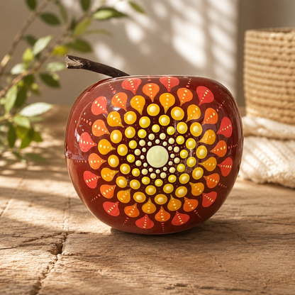 Pomme décorative terracotta mandala orangé