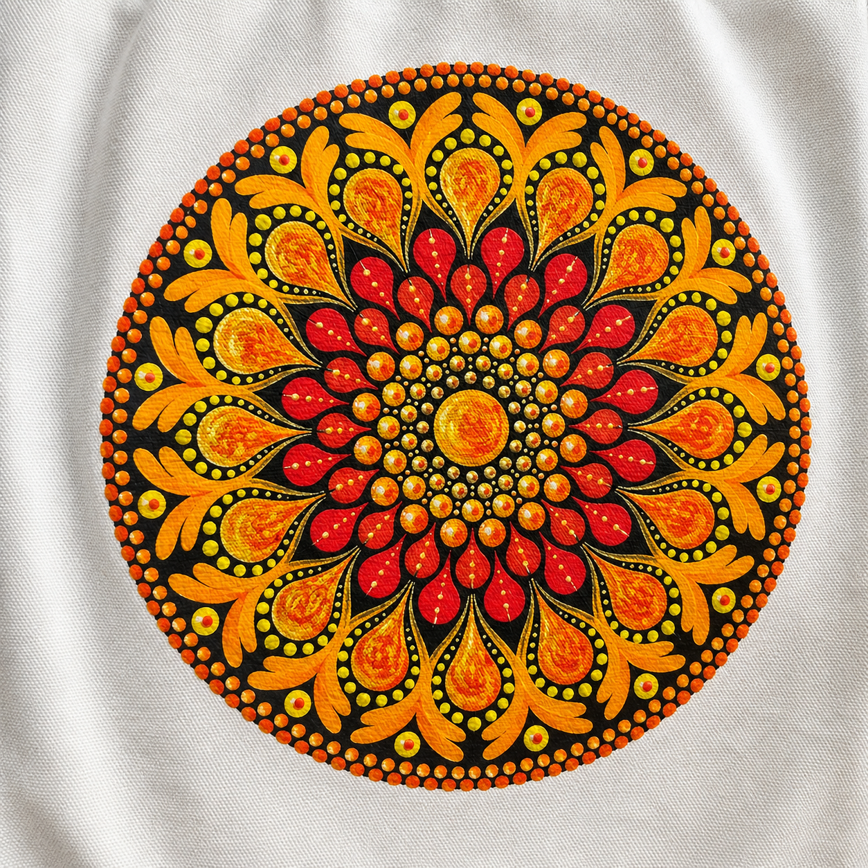 Sac fourre-tout en coton blanc mandala imprimé orange ou bleu | Création artisanale