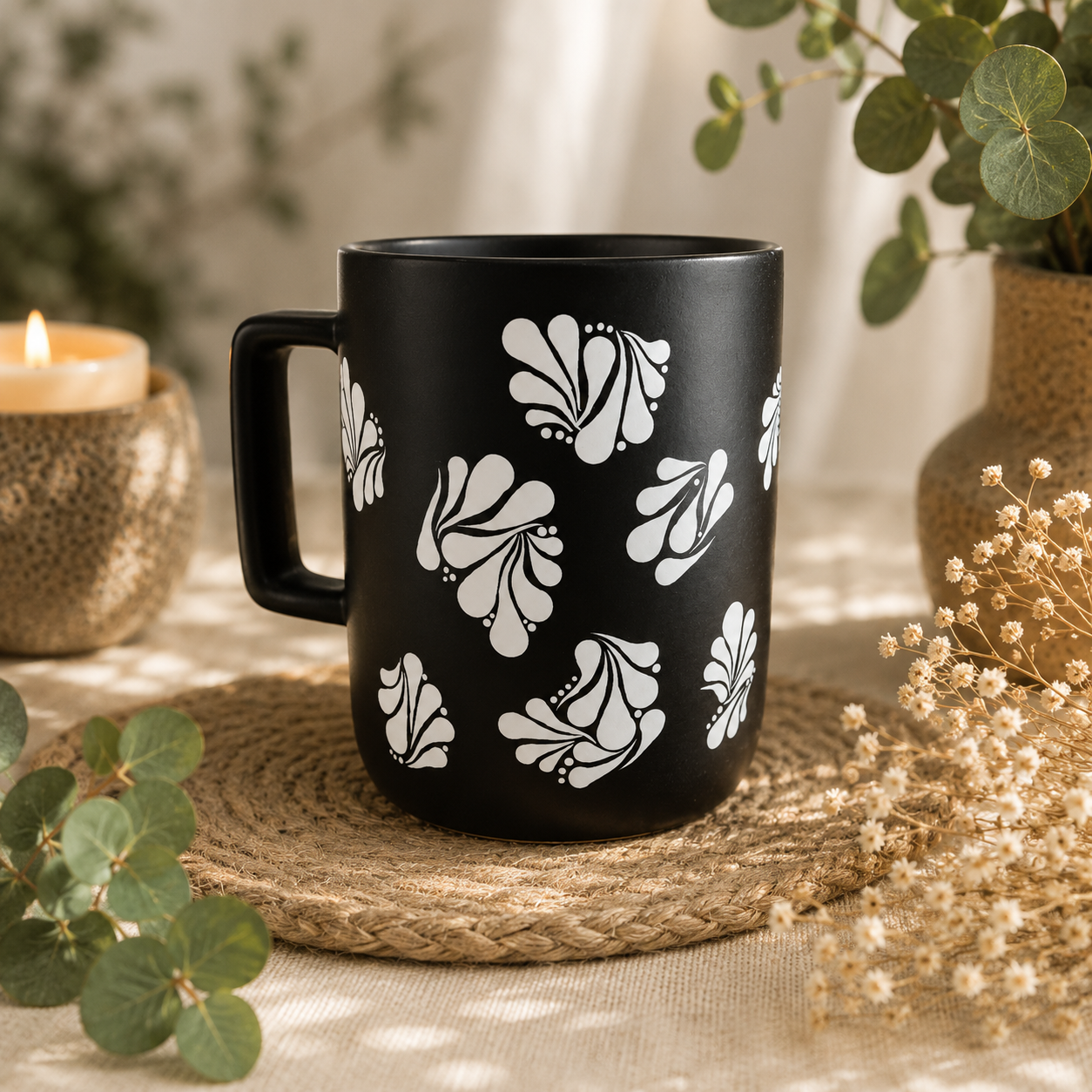 Mug noir et blanc personnalisé, tasse personnalisée, tasse à thé, tasse à café