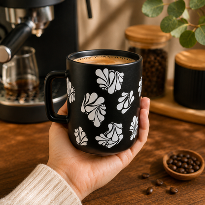 Mug noir et blanc personnalisé, tasse personnalisée, tasse à thé, tasse à café