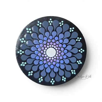 Miroir de poche en bois – Mandala dégradé mauve et violet