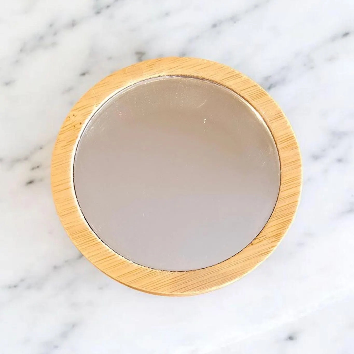 Miroir de poche mandala en pointillisme bronze et doré, miroir rond en bois