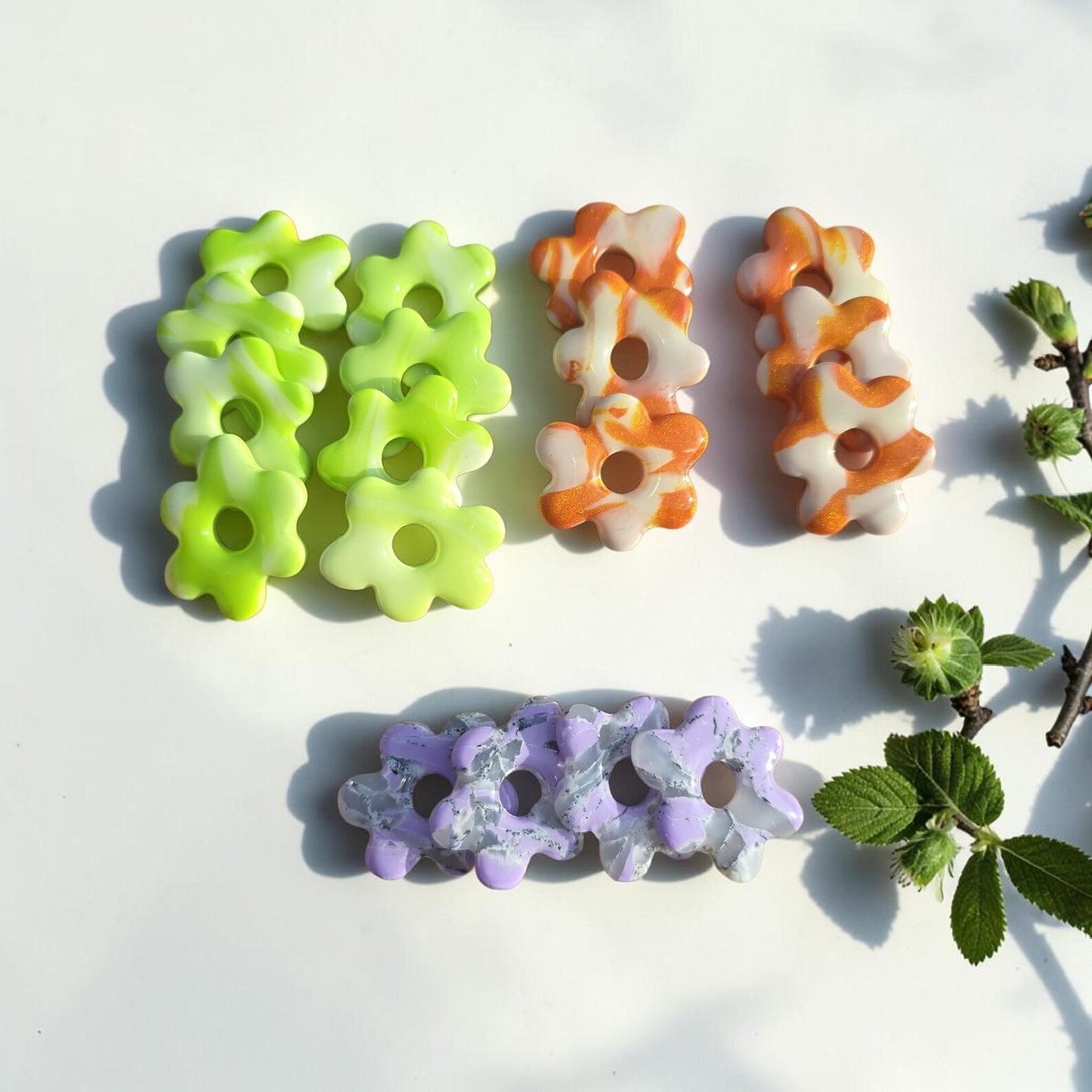 Pampilles fleurs en pâte polymère  - fait main