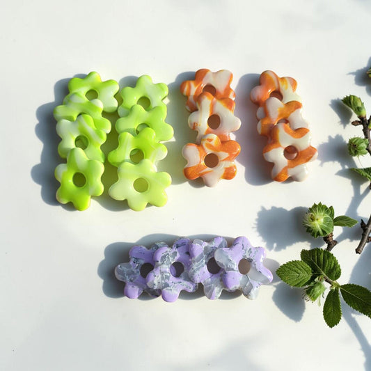 Pampilles fleurs en pâte polymère  - fait main