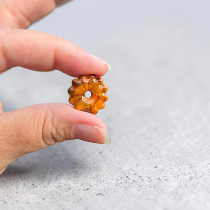 Pampilles florales marbrées orange en pâte polymère  - fait main