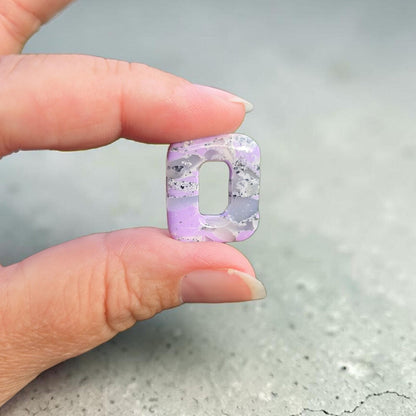 Pampilles mauves marbrées en pâte polymère - fait main