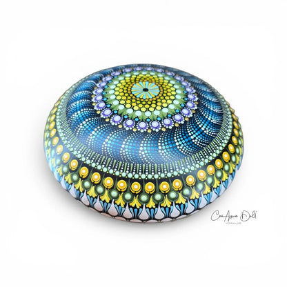 Pierre Mandala XXL peinte à la main – Art énergétique et décoration zen