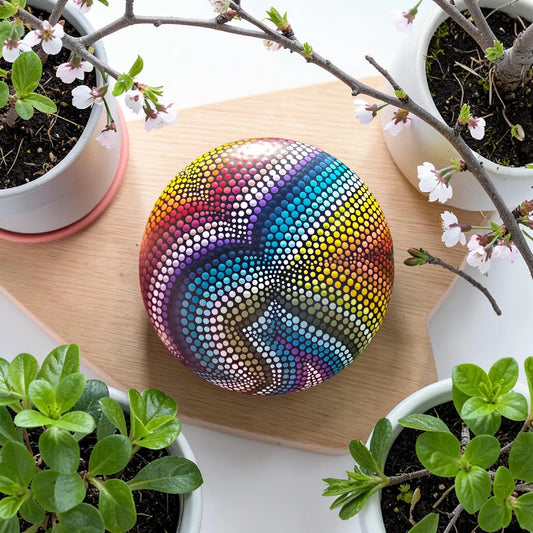 Pierre de méditation pointillisme multicolore