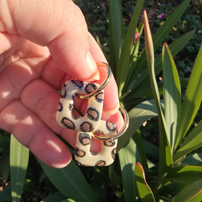 Boucles d’oreilles pampilles rectangulaires – Motif léopard clair