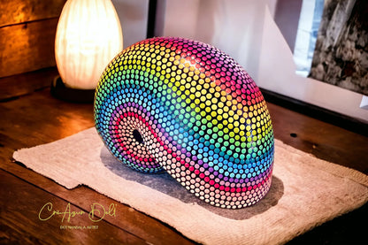 Coquillage décoratif en résine – Mandala en dot painting fait main
