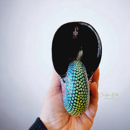 Coquillage décoratif en résine – Mandala en dot painting fait main