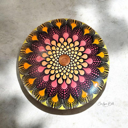 Boîte à bijoux en bois de tilleul – Mandala peint à la main en pointillisme – Pièce unique