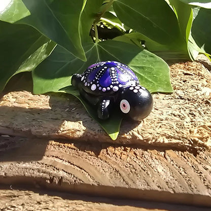Petite tortue décorative en plâtre violet & rose