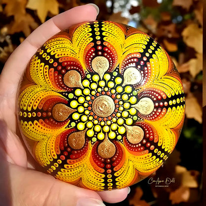 Pierre de méditation ou décorative mandala orangé